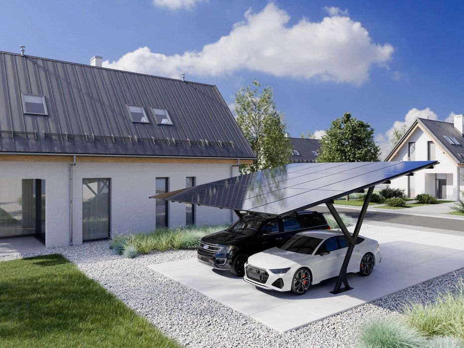 Carport dwustanowiskowy wiata garażowa fotowoltaika panele PV dotacje