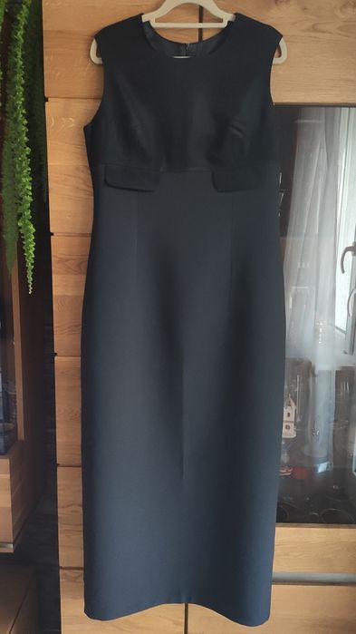 Elegancka długa czarna sukienka wieczorowa r.42