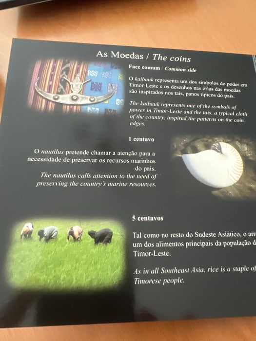 Primeiras moedas Timor Leste BNC