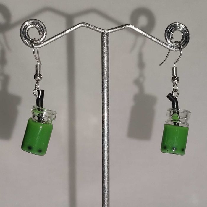 K191 Kolczyki wiszące Bubble Tea Słoiki Handmade
