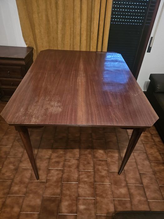 Mesa jantar madeira com 6 cadeiras, Vintage