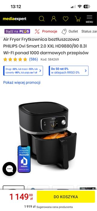 Air Fryer Frytkownica Philips Ovi Smart 2.0. XXL