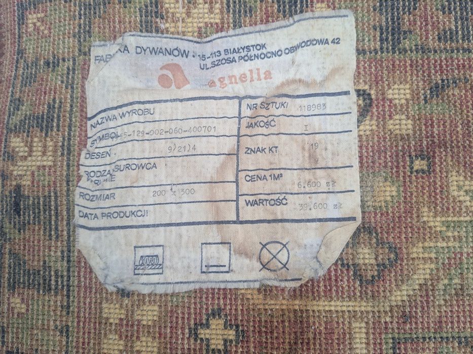 Dywan stary z czasów PRL 3x2 m. Agnella Białystok
