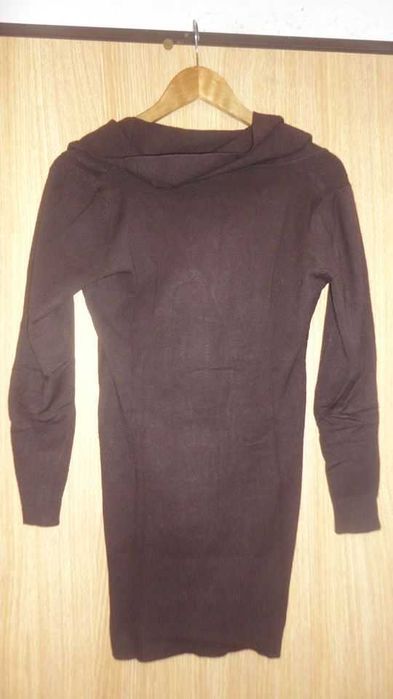 Vestido de senhora em malha castanho Leina