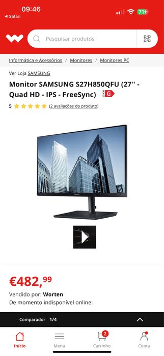 Monitor Samsung 27 S27H850QFU