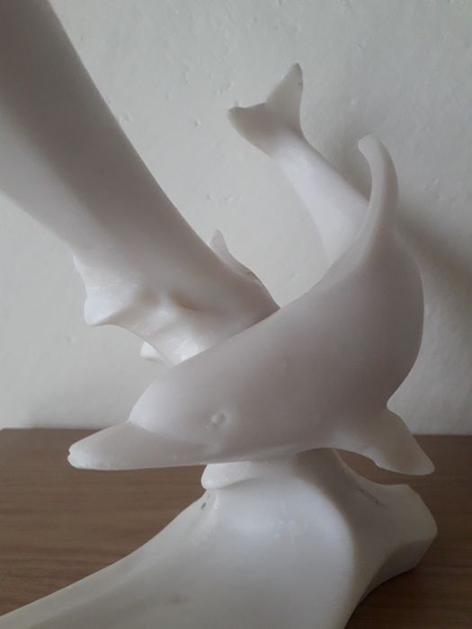 PRL Figurka Para Delfinów to nie jest porcelana Białe delfiny to ssaki