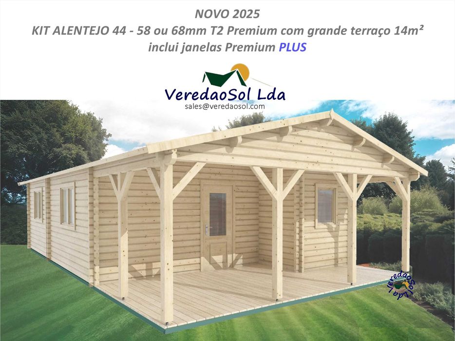 Casa madeira ALENTEJO - Almeria 44mm T2 - 59m² - Preço Fábrica!