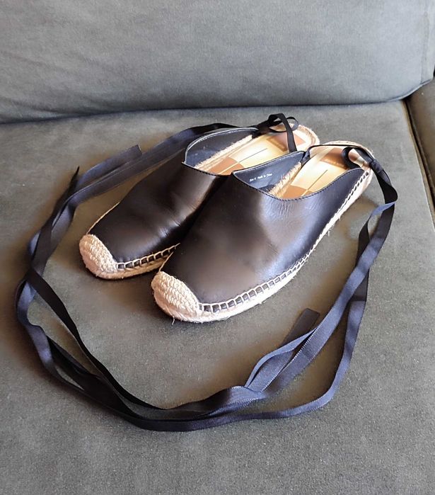 Espadryle damskie skórzane czarne