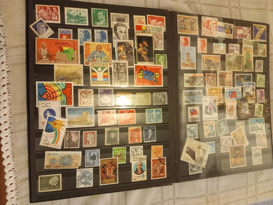 Expositor e selos Filatelia