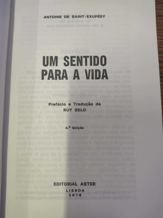 Livro Um Sentido para a Vida de Antoine de Saint-Exupéry