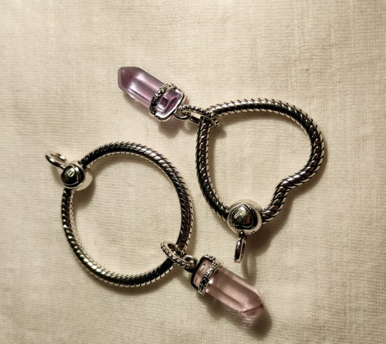 Nowy fioletowy kryształ charms do pandory moments zawieszka Pandora