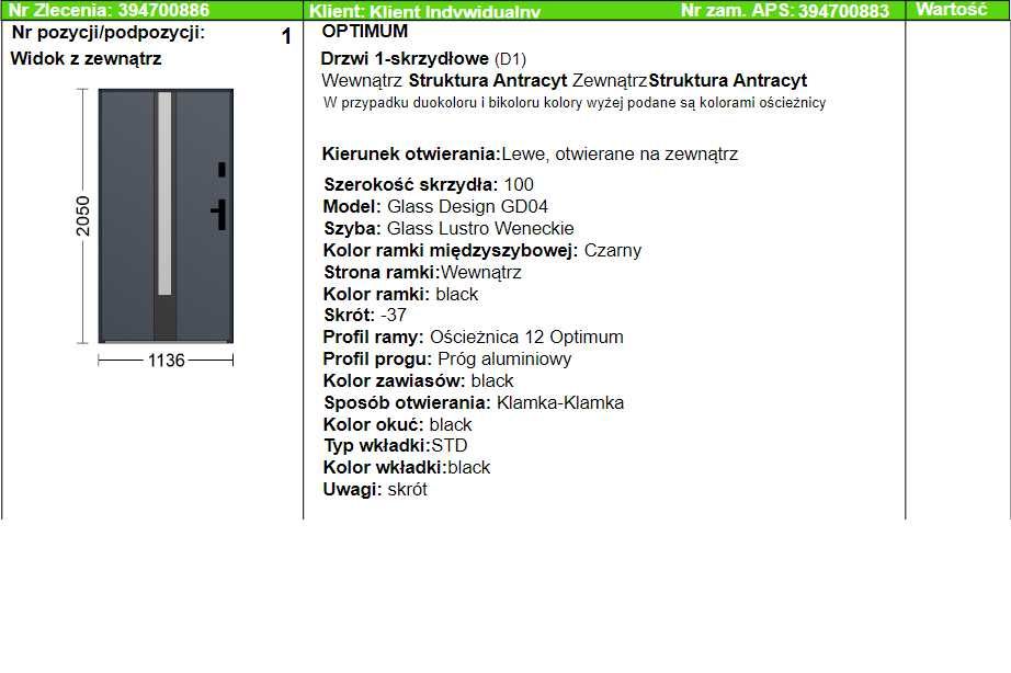 Drzwi WIKĘD  Optimum wzór GD04 Antracyt
