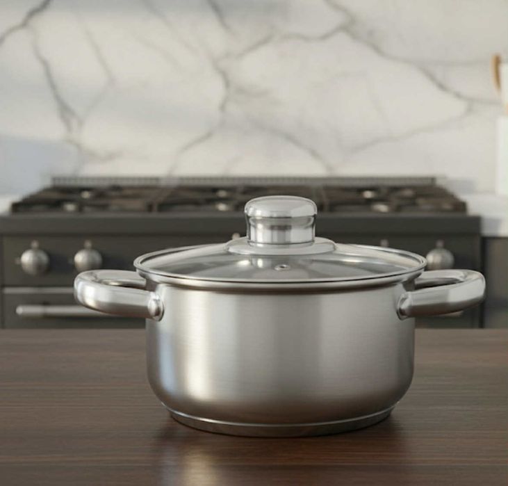 Zestaw garnków ze stali nierdzewnej – 10 elementów (z pokrywkami)