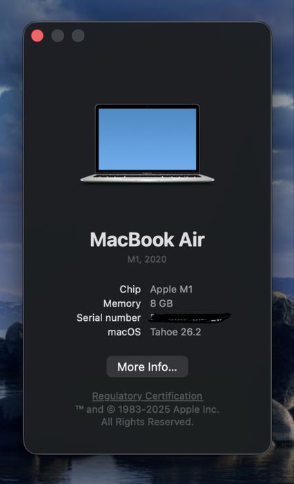MacBook Air M1 8GB 256GB (93%, 228 cykli, paragon)