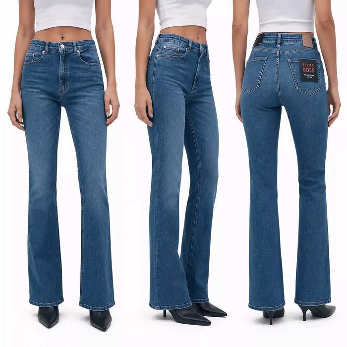 Nowe damskie jeansy Hugo Boss - The Rosa - Bootcut High Rise wysoki stan oryg. - W30
