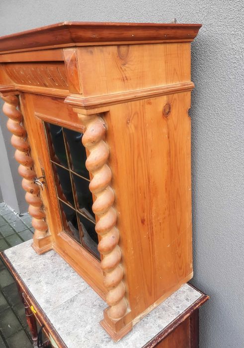 Stara szafka wisząca apteczka zielone gięte szkło D032