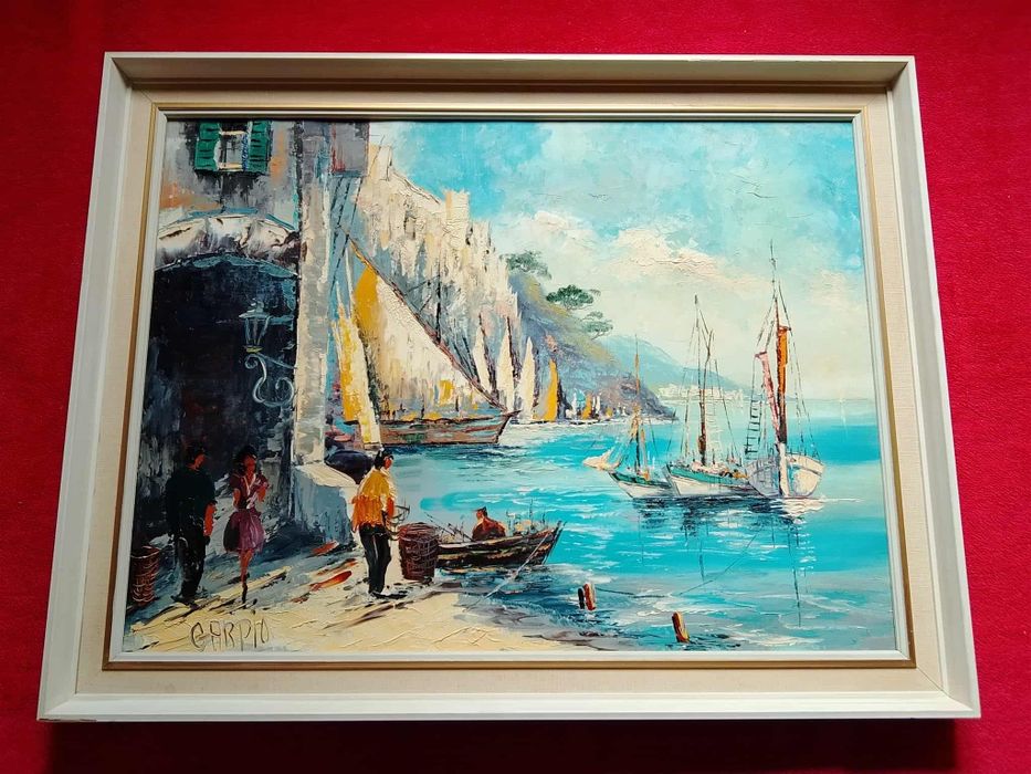 Obraz na płótnie sygnowany marynistyka  .