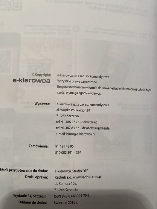 Podręcznik prawo jazdy kategorii B 2016