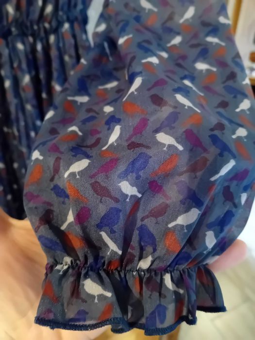 piękna sukienka Pepe Jeans S zwiewna plisowana ptaszki j.nowa +gratis