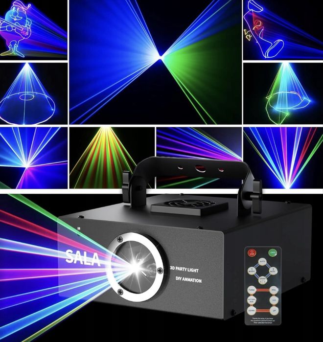 Oświetlenie dyskotekowe LED 3D DMX pilot sterowanie muzyką DJ