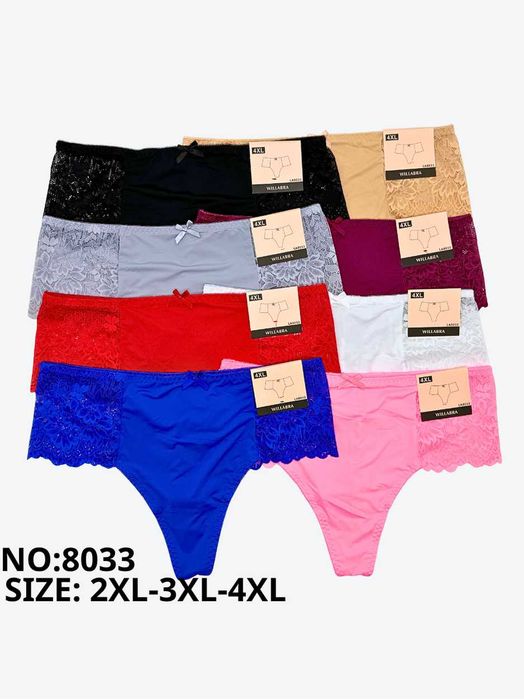 3 sztuki zestaw Eleganckie Stringi Willabra Nowe koronkowe 2XL,3XL,4XL