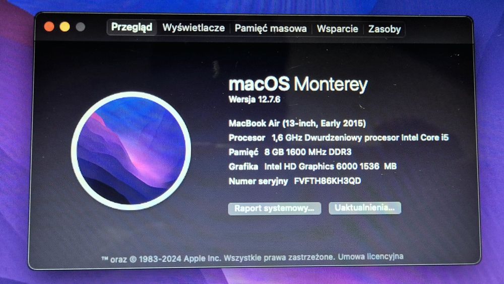 Macbook Air 13" 8GB RAM 128GB SSD stan idealny