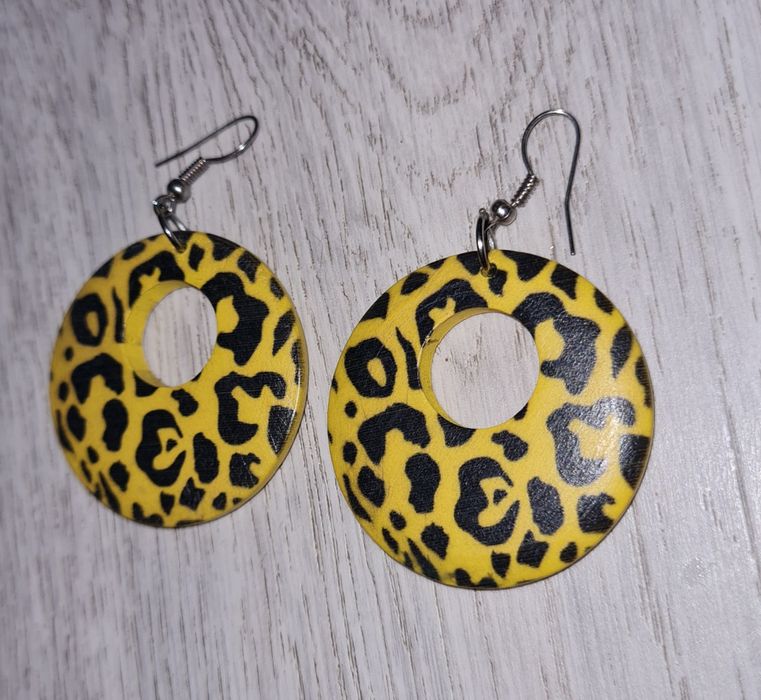Kolczyki damskie panterka żółty