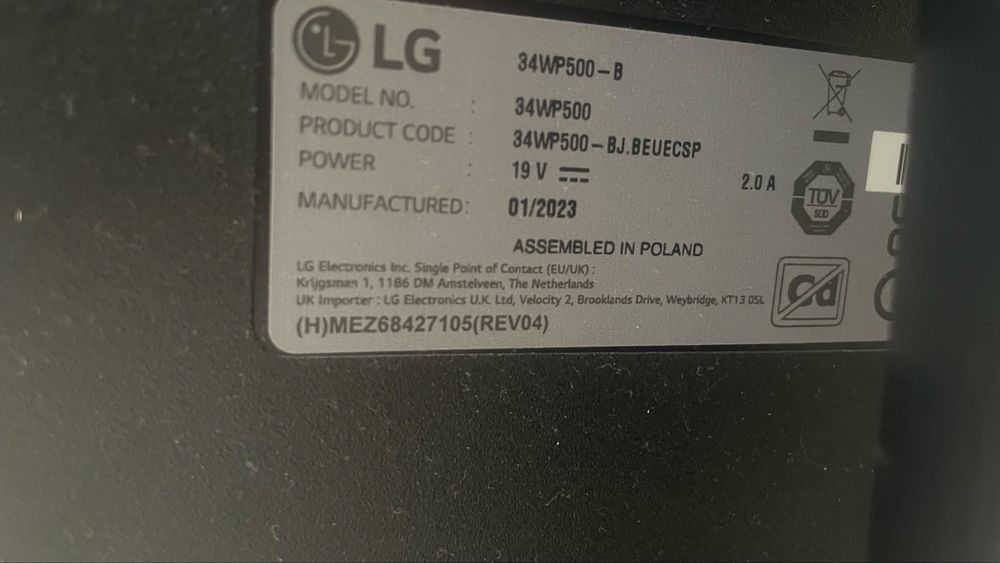 Lg 34WP500 B Monitor, Czarny, 34"