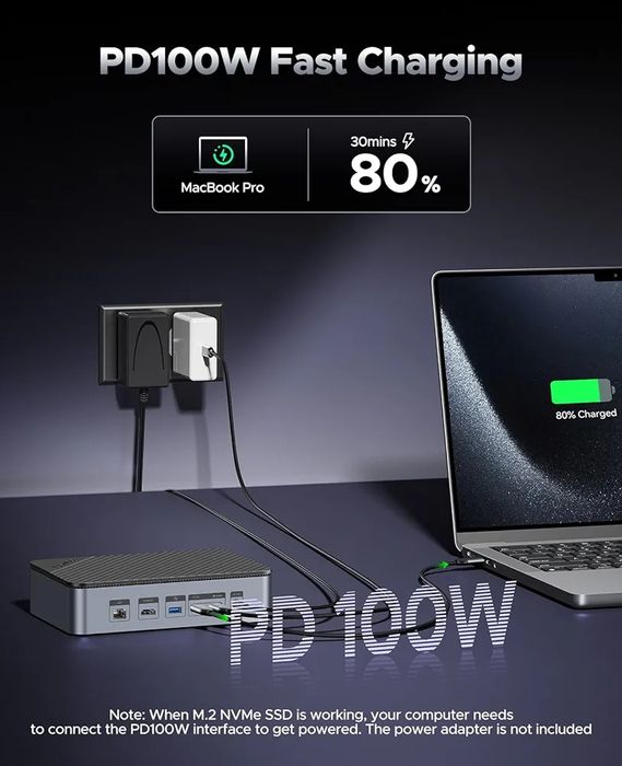 ORICO D35M2 USB-C Док-станція 10-в-1 для M.2 NVMe/SATA SSD і 2.5″/3.5″