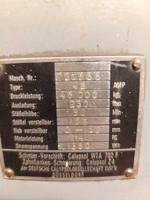 prasa mimośrodowa Muller 45 ton
