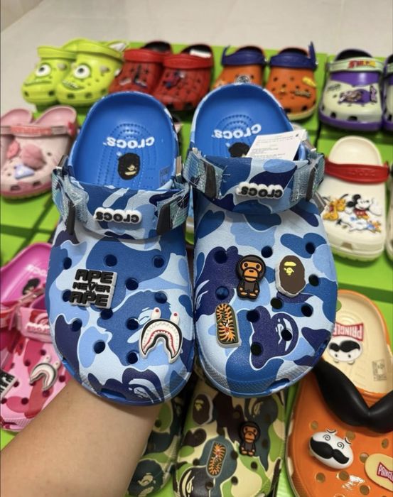 Сабо, капці Crocs x Bape Classic Clog ABC Camo Blue. Оригінал.