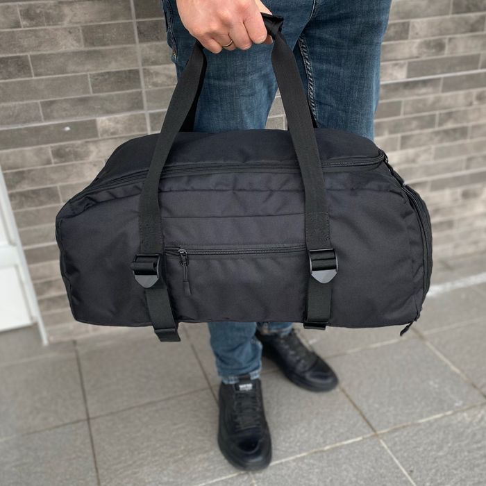 Чорна дорожня спортивна сумка з відділенням для взуття