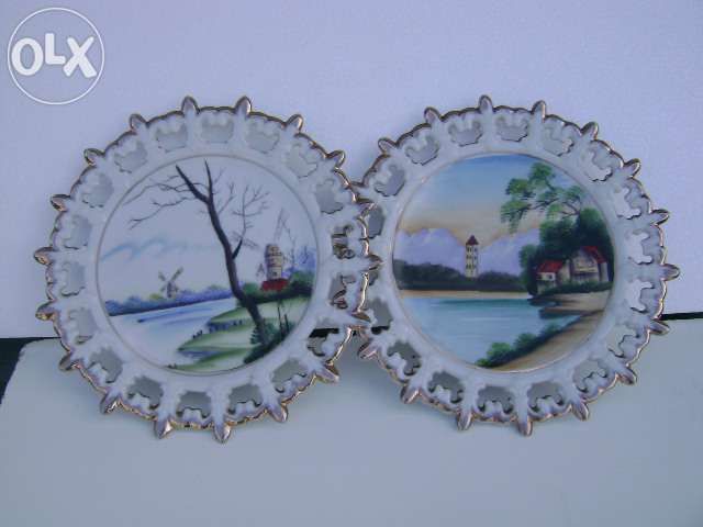 Porcelanas - cerámica - pintado à mão - antiguidade - coleção