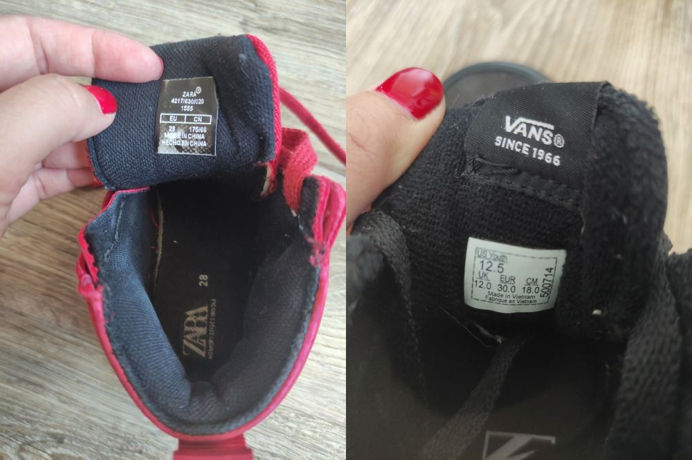 Хайтопи Vans,  черевики Zara та кеди George