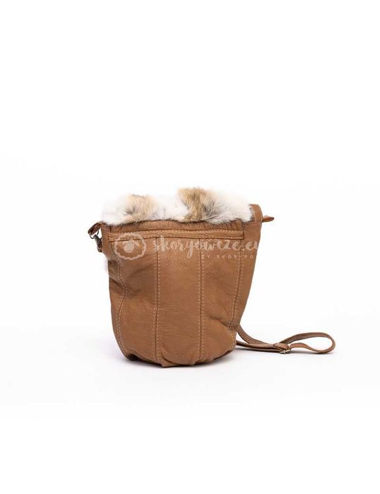 Skórzana torebka futrzana naturalne futro z królika