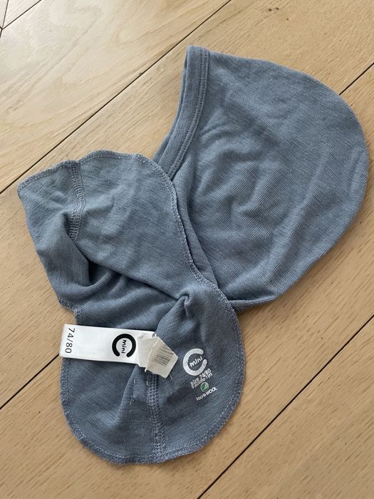 Kominiarka Cubus merino wełniana niebieska 1-2 latka