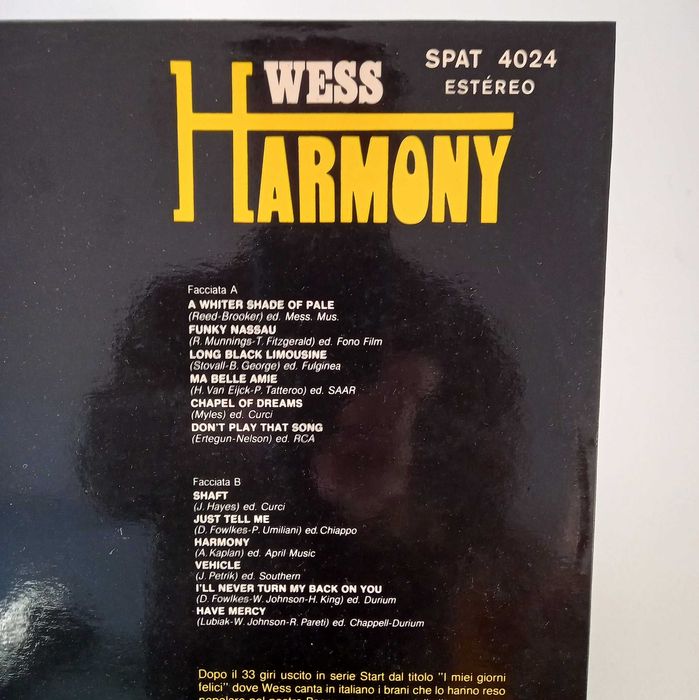disco vinil Wess - 'Harmony' 1978 (Procol Harum,etc) Soul R'n'B Funk