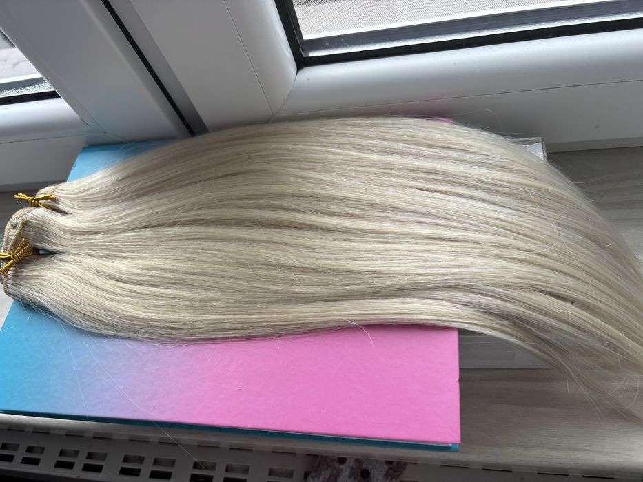 Wlisy naturalne clip in 7 tasm cieply jasny blond
