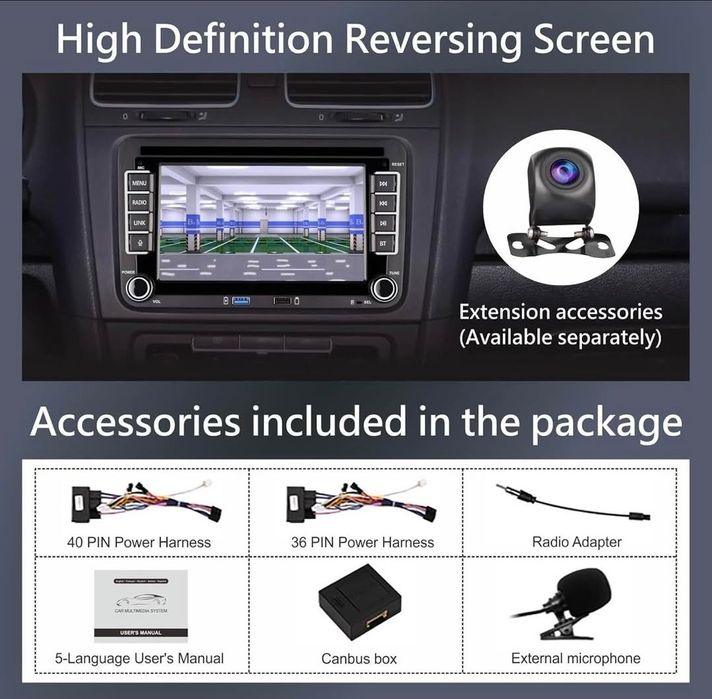 Rádio 2 DIN Android VW Golf/Passat/Polo/Seat/Sirocco...