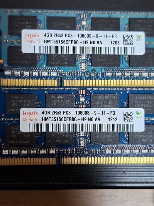 пара Hynix 8 ГБ (2×4 ГБ) DDR3 SO-DIMM PC3-10600S 2Rx8 1333 МГц