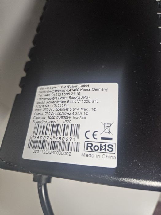 Безперебійник PowerWalker 600W/1000A