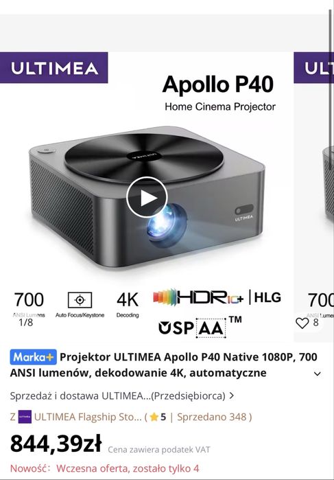 Apollo P40, nieuzywane. Nowy rzutnik