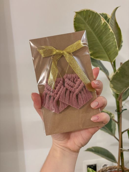 Kolczyki makrama boho prezent panienski wesele urodziny upominek