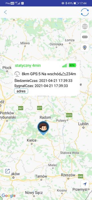 Skonfigurowany lokalizator GPS plus karta SIM