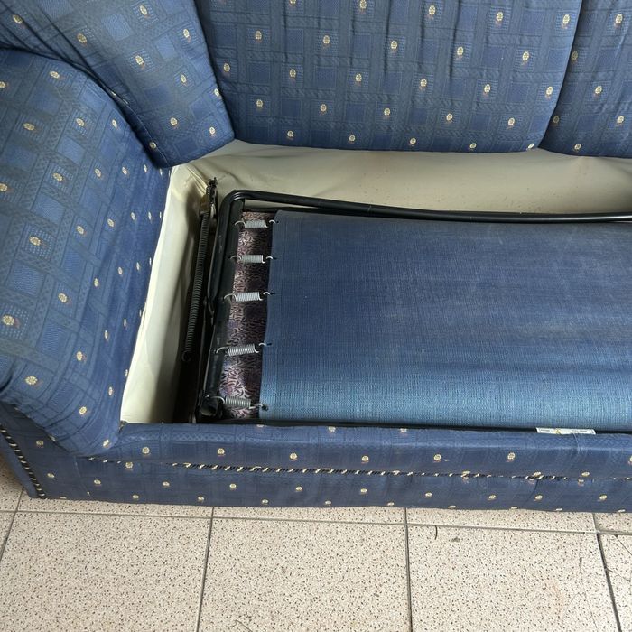 Sofá-Cama 3 Lugares Azul Vintage