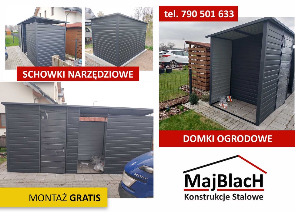 Garaż Blaszany -Wiata-Schowek na Narzędzia -Wiatka Ogrodowa- Maj-Blach
