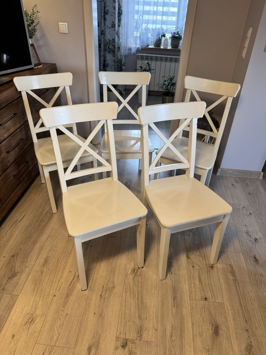 Zestaw 5 krzeseł drewnianych Ikea ROSENTORP