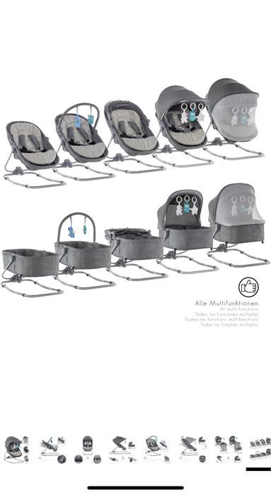 Espreguiçadeira Berço bebe cinzento