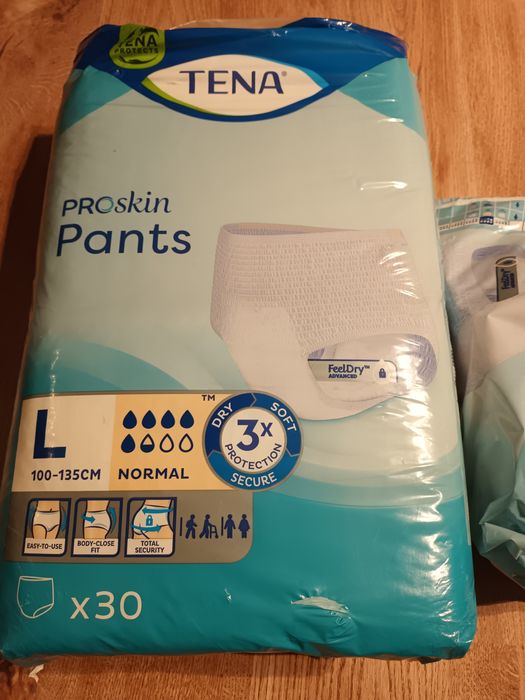 Pieluchomajtki Tena rozm L ( opak - 30 szt ) plus  6 szt