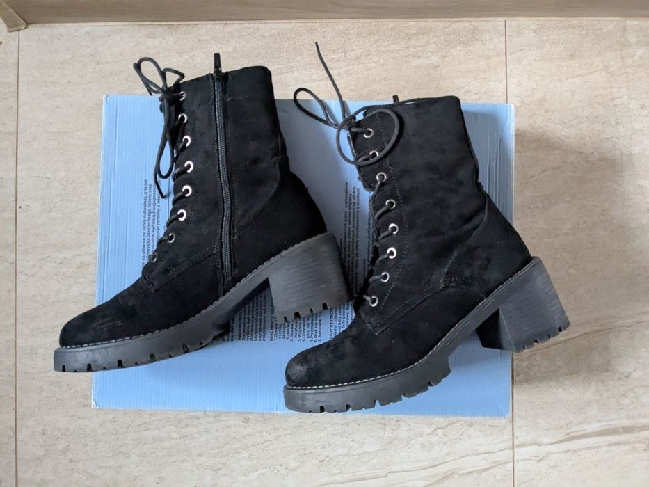 Kozaki damskie 38 Jenny fairy zamszowe ocieplane botki czarne zamek